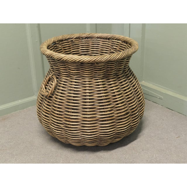 Antique Wicker Fireside Log Basket This is an excellent example of a waisted woven basket and it is in remarkably good...