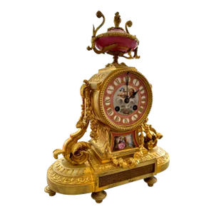 Antique 19th Century French Bronze Garniture Lerroy & Fils Paris Clock