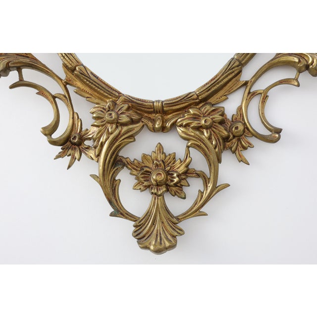 Gold 20th Century Rococo Gilt Metal Oval Mirror, Italy, 1950s For Sale - Image 8 of 11