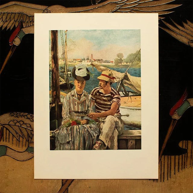 1950s 1953 After Edouard Manet "Boating at Argenteuil" First Edition Full-Color Print For Sale - Image 5 of 8
