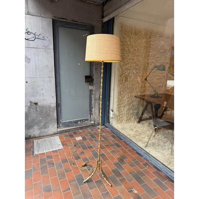 Triple Bronze Faux Bamboo Floor Lamps by Maison Bagues, 1950 For Sale - Image 3 of 17