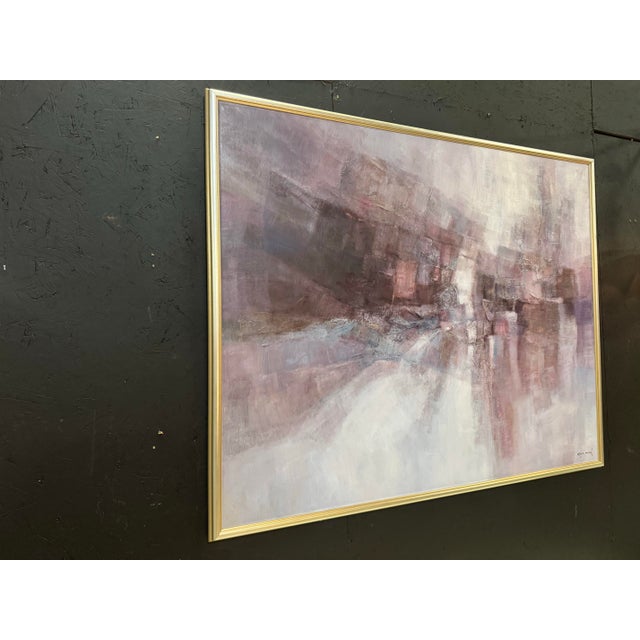 Abstract Mid Century Abstract Oil Painting on Canvas Signed by Irvin Wood For Sale - Image 3 of 12