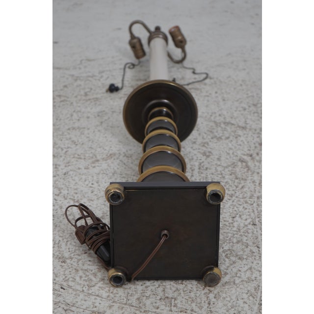 Pair Mastercraft Modern Design Quality Brass Table Lamps For Sale - Image 12 of 12