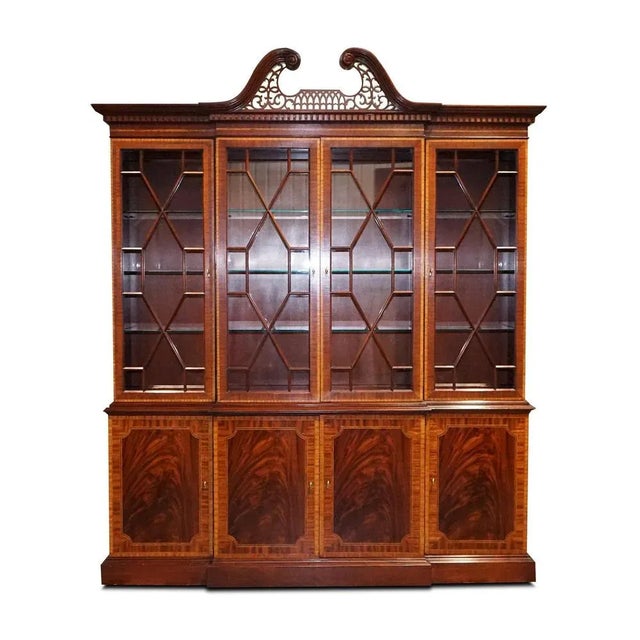 Large Georgian Style Mahogany Breakfront Bookcase For Sale - Image 3 of 18