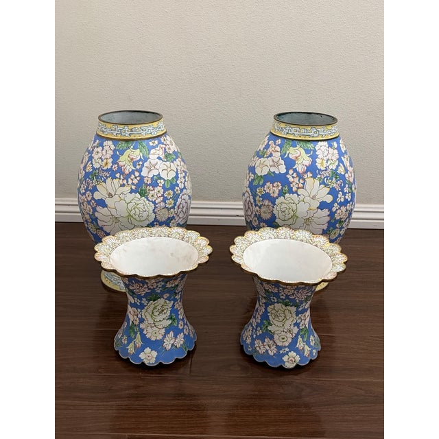 A Magnificent & Monumental Pair of Chinese Canton Enamel "Hundred Flowers" Vases For Sale - Image 9 of 9