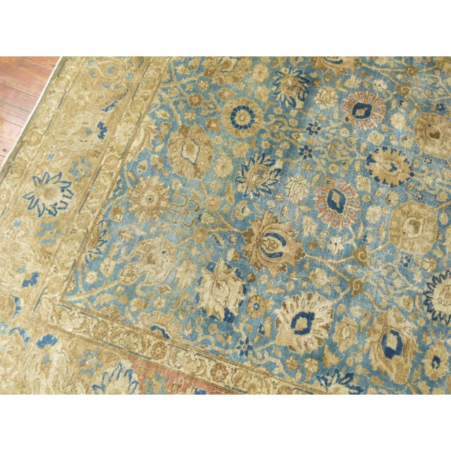 Antique Zabihi Collection Persian Tabriz Blue Soft Brown Rug - 7'3" x 9'10" For Sale - Image 11 of 11