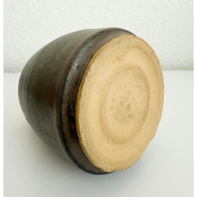 Brown Outsider Art, Folk Art Snake Pottery Vase For Sale - Image 8 of 11