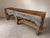 Exceptional and unusually large antique primitive carpenter's workbench with beautifully aged blue paint, massive hand-...