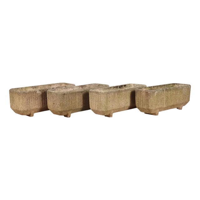 A Set of Four French Modernist Cast Stone Planters, C. 1960 For Sale