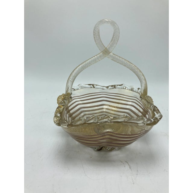 Vintage Venetian Glass Basket For Sale - Image 11 of 11