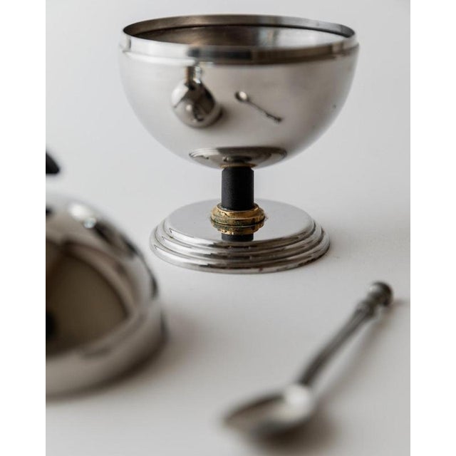 Vintage Sugar Bowl Set in Stainless Steel and Brass, 1980s, Set of 2 For Sale - Image 9 of 12