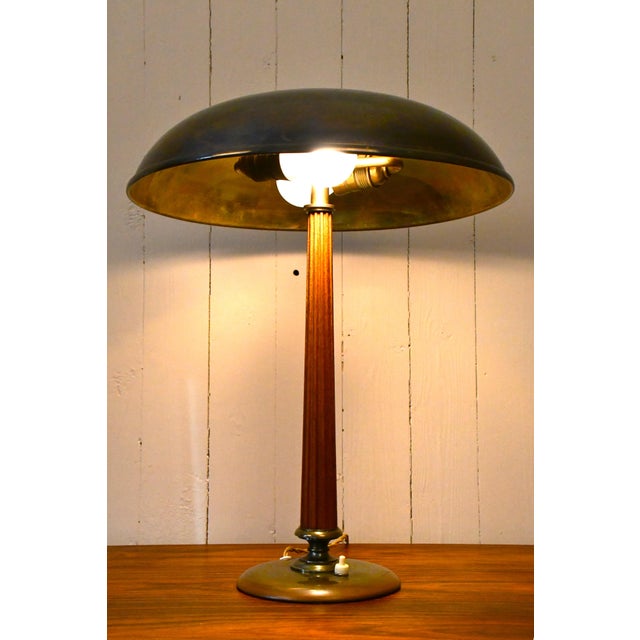 Swedish Brass and Oak Table Lamp by Erik Tidstrand for Nordiska Kompaniet, 1940s For Sale - Image 6 of 18