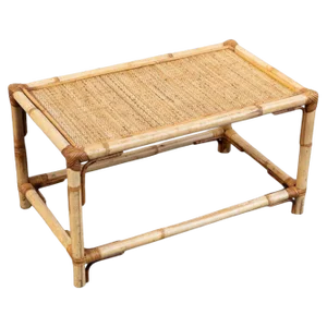 Rectangular Coffee Table in Bamboo, Rattan and Wicker, 1960s