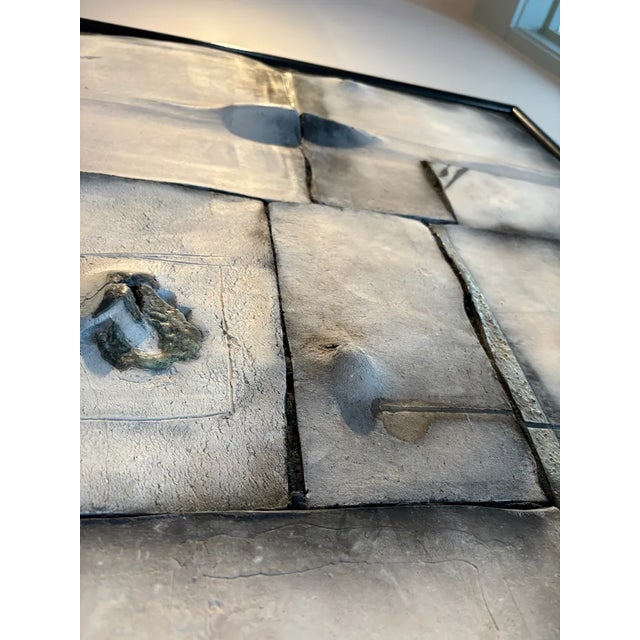 Late 20th Century Geometric Raku Clay Tiles Mounted and Framed Wall Sculpture - 47x30 For Sale - Image 5 of 14
