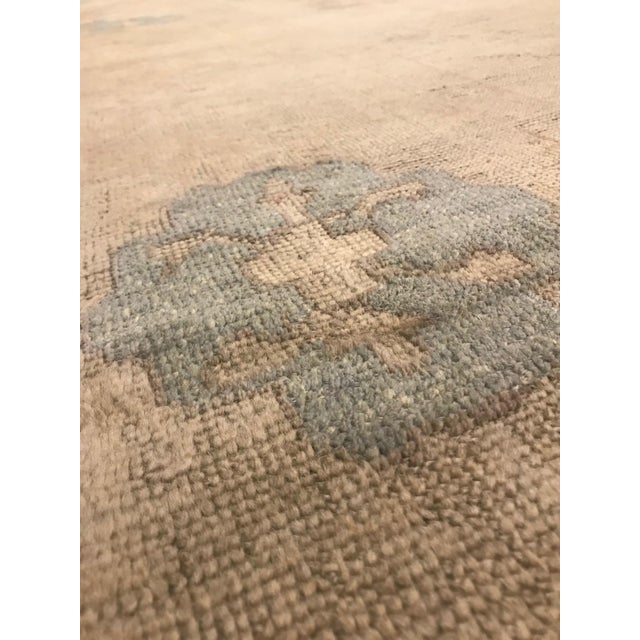 Brown Antique Oushak Carpet, Handmade Oriental Rug, Soft Taupe, Light Gray, Light Blue For Sale - Image 8 of 18