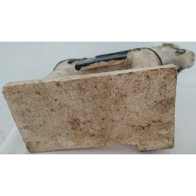 Antique 16th Century Chinese Ming Dynasty Glazed Pottery Horse and Groom - Rare Cobalt Blue and Turquoise Mingqi For Sale - Image 11 of 13