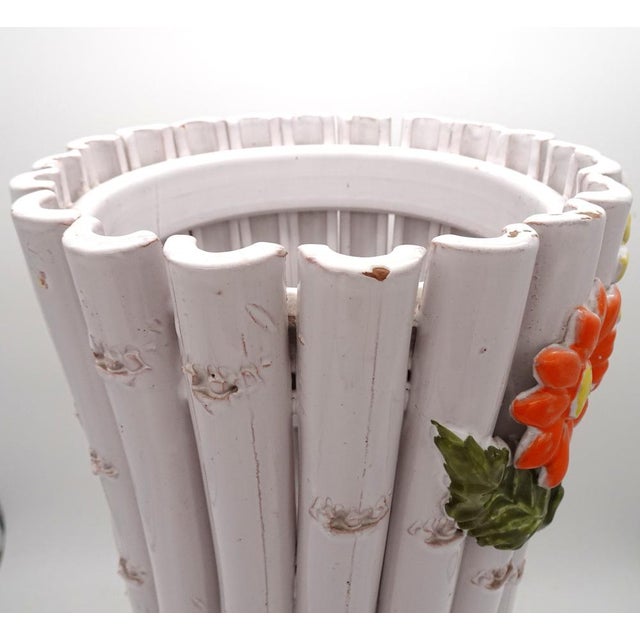 Ceramic Faux Bamboo Umbrella Stand, Italy, 1960s For Sale - Image 12 of 18