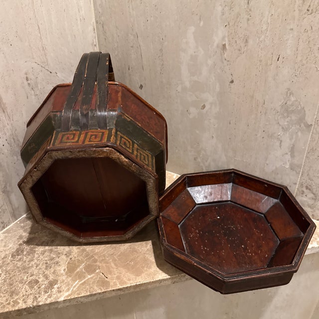 Wood Antique 19th Century Chinese Wedding Food Basket For Sale - Image 7 of 11