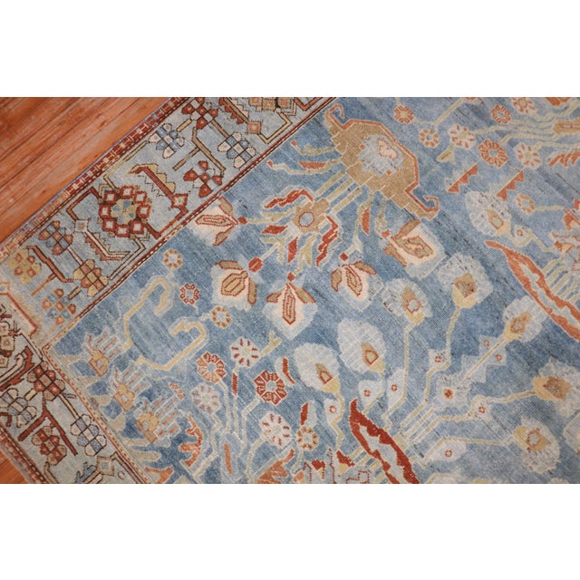 Zabihi Collection Sky Blue Antique Persian Malayer Rug - 6'4" x 12'4" For Sale - Image 4 of 10
