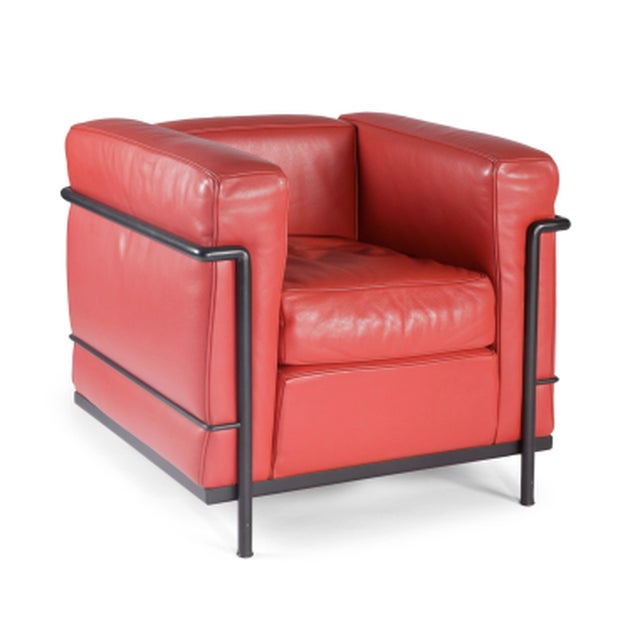 Vintage LC2 Chair in Red Leather by Le Corbusier and Pierre Jeanneret, 1928 For Sale - Image 16 of 16