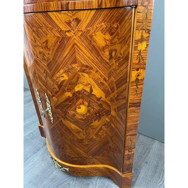 20th Century Corner Marquetry Display Cabinet, 1890s For Sale - Image 4 of 12