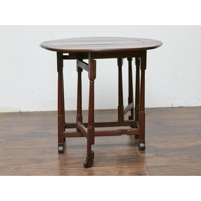 19th Century English Oak Drop-Leaf Table with Gatelegs and Single Drawer For Sale - Image 10 of 12