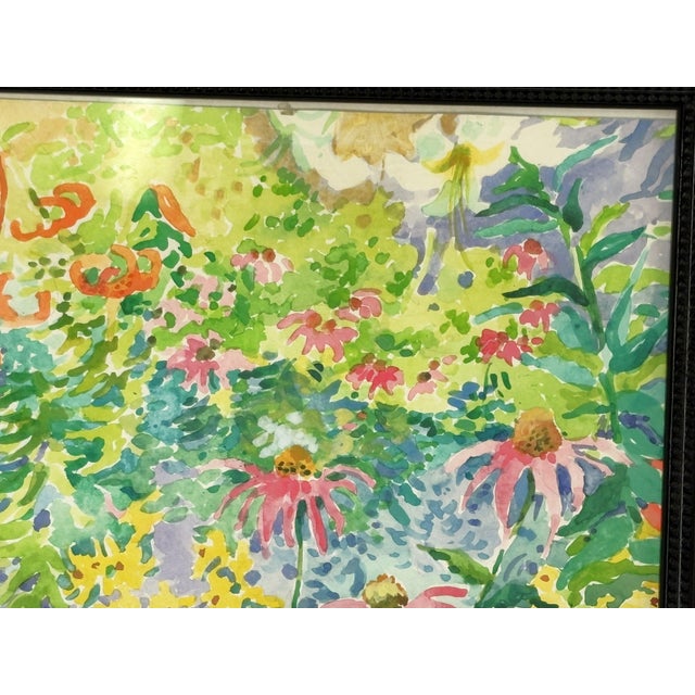 Original Framed Vibrant 'Field of Flowers' Watercolor Painting For Sale In West Palm - Image 6 of 15