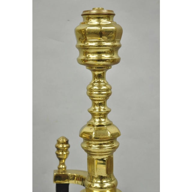 The Harvin Co Vintage Brass Federal Style Branch Foot Fireplace Andirons - Pair For Sale - Image 4 of 16