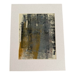 “Quiet Geometry” Matted Acrylic Painting on Vintage Grid Paper by Nancy Smith For Sale