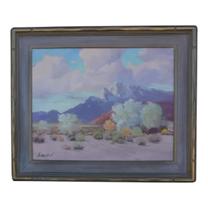 George Bickerstaff, Winter in the Desert, Oil Painting on Canvas C 1950, Framed
