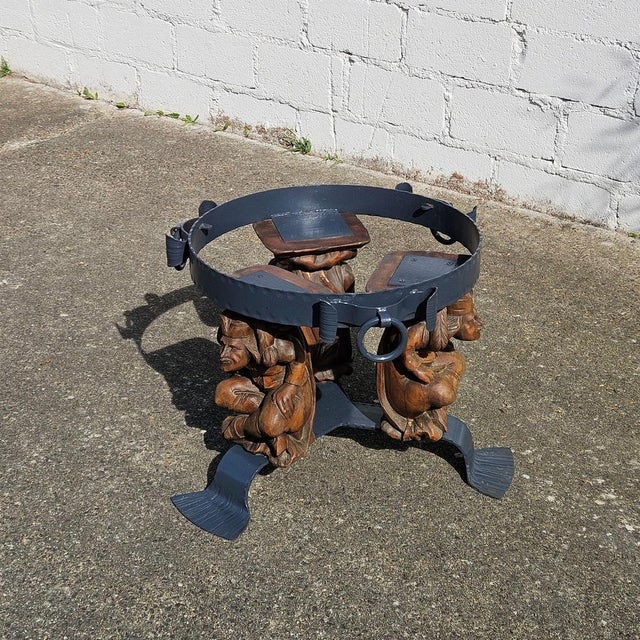 Blue Forged Iron Lounge Table with Marble Top by Jean Maurice Rothschild, 1950s For Sale - Image 8 of 18