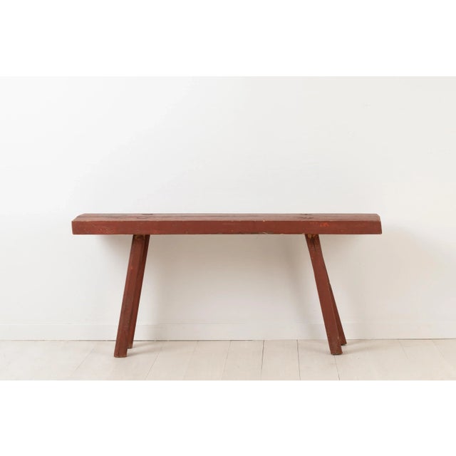 Rustic Sweden Folk Art Bench For Sale - Image 3 of 10