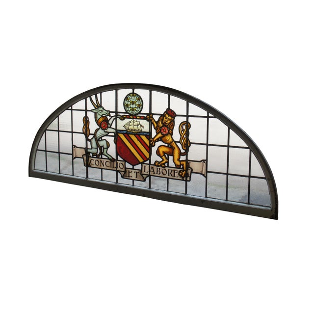 A fantastic very large pair of exceedingly rare leaded stained glass Palladian window panels, circa late 19th century....