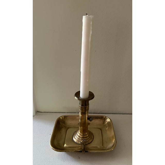 Traditional Vintage Georgian Brass Chamber-Stick Candle Holder For Sale - Image 3 of 5