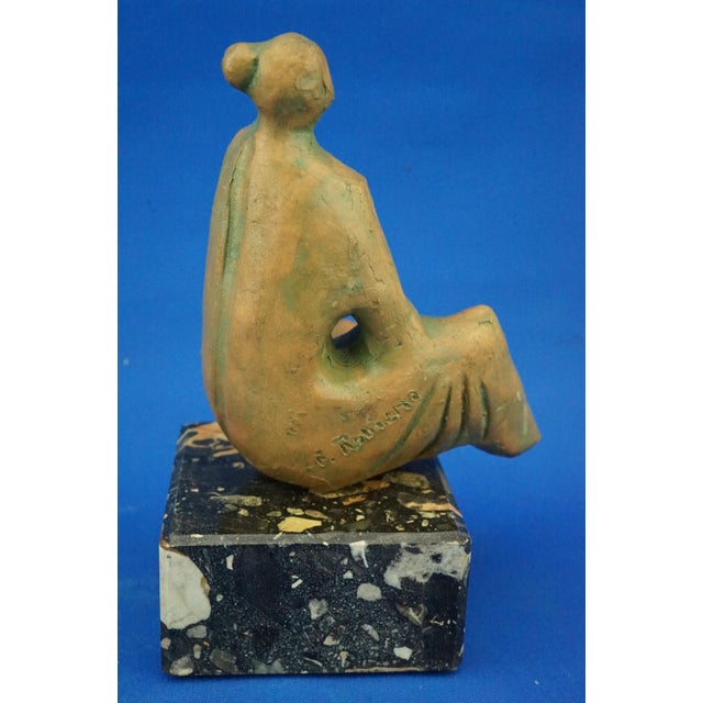 1960s Frank Romero, Stylized Woman, 1950s, Terracotta with Marble Base For Sale - Image 5 of 18