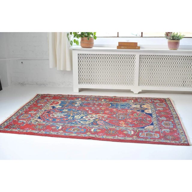 Red 1940s Classical Mother-Daughter Rug, 4.9 x 6 For Sale - Image 8 of 12