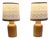 Vintage Bedside Lamps with Yellow-Brown Yew Wood Base and Fabric Shade from Lamplove, 1980s, Set of 2 For Sale