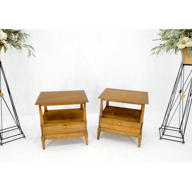 Pair Heywood Wakefield Mid-Century Modern One Drawer Nightstands End Tables Mint For Sale - Image 15 of 17