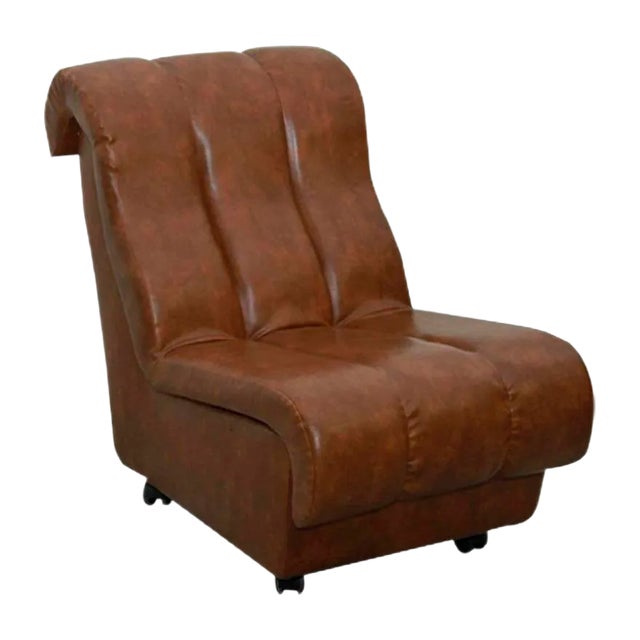 Mid-Century Brown Leatherette Lounge Chair, 1960s For Sale