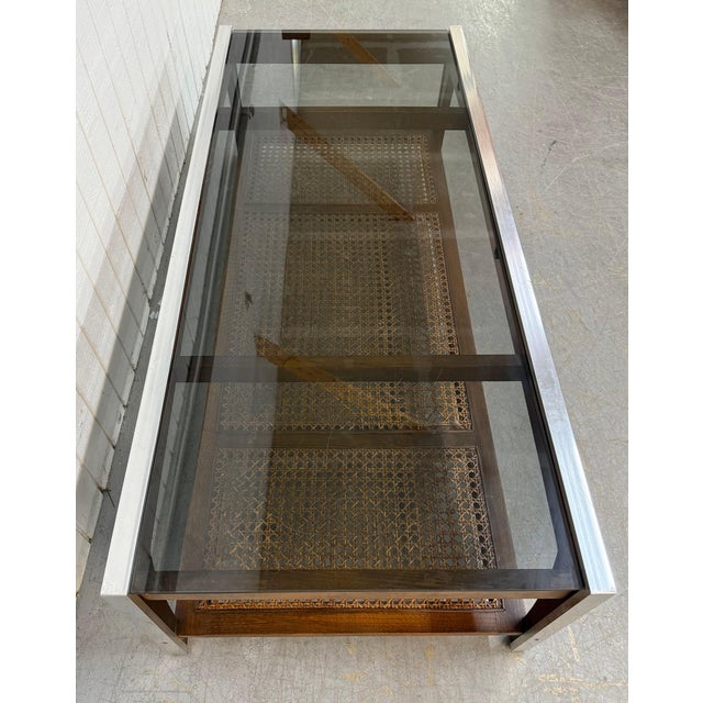 Mid-Century Modern Smoked Glass Coffee Table For Sale - Image 4 of 7