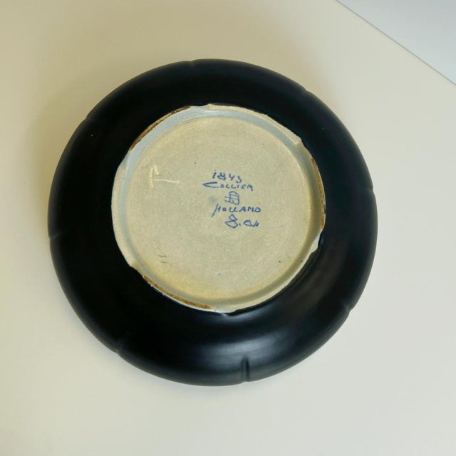 Black Vintage Dutch Art Deco Hand-Painted Bowl, 1923 For Sale - Image 8 of 10