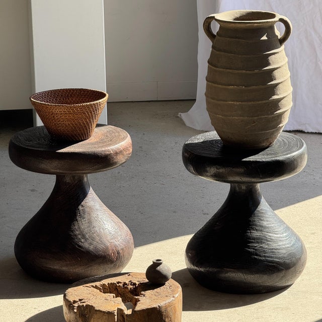 Large Ovoid Vase with Double Handles and Raised Grey-Beige Ridges, 1980s For Sale - Image 10 of 11