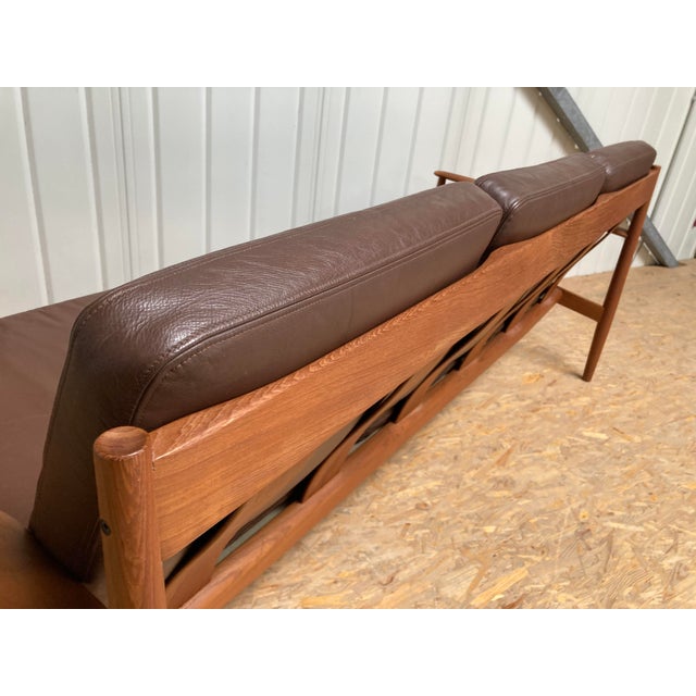Teak and Leather Sofa by Grete Jalk for France & Son, 1960s For Sale - Image 12 of 18