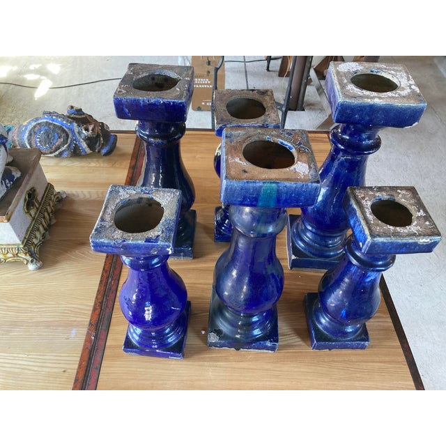 Late 20th Century Glazed Ceramic Pillars Set of 6 Chairish