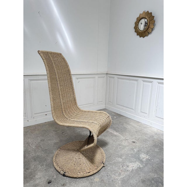 Beige Vintage Rattan Lounge Chair, 1980s For Sale - Image 8 of 8