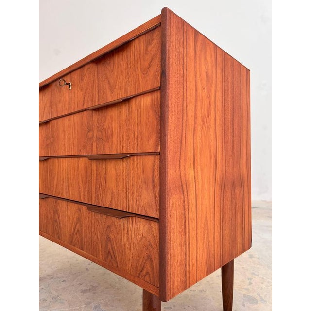 Teak Chest of Drawers with Lock, Denmark, 1960s For Sale - Image 9 of 11