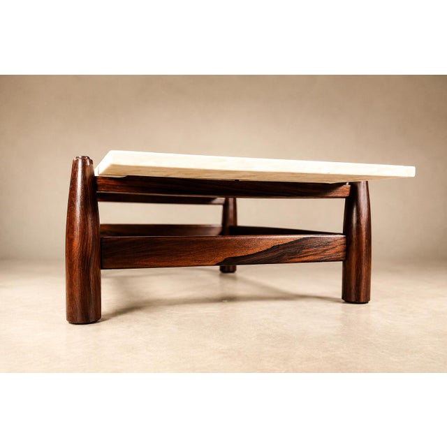 Architectural Brazilian Modern Coffee Table in Rosewood and Marble, Cimo, 1950s For Sale - Image 10 of 18