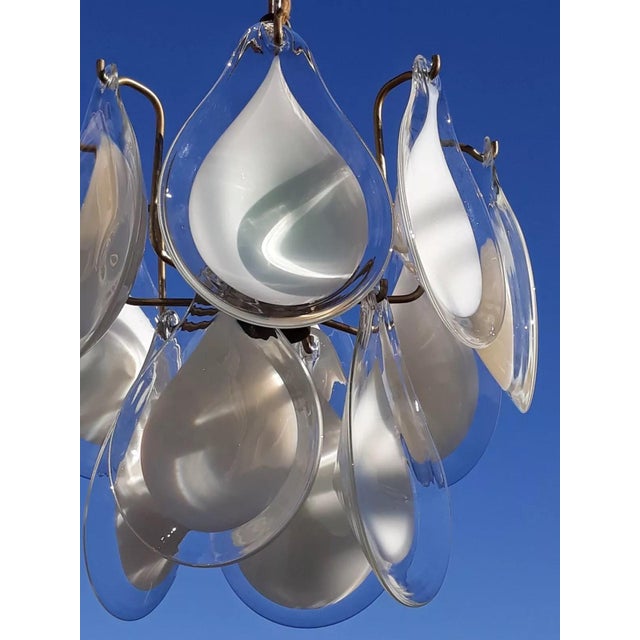 Brass 12-Arm Chandelier by Vistosi, Italy, 1970s For Sale - Image 3 of 7