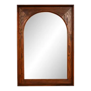 Mid Century Modern Framed Arch Mirror by Dillingham Pecky Cypress With Walnut Trim