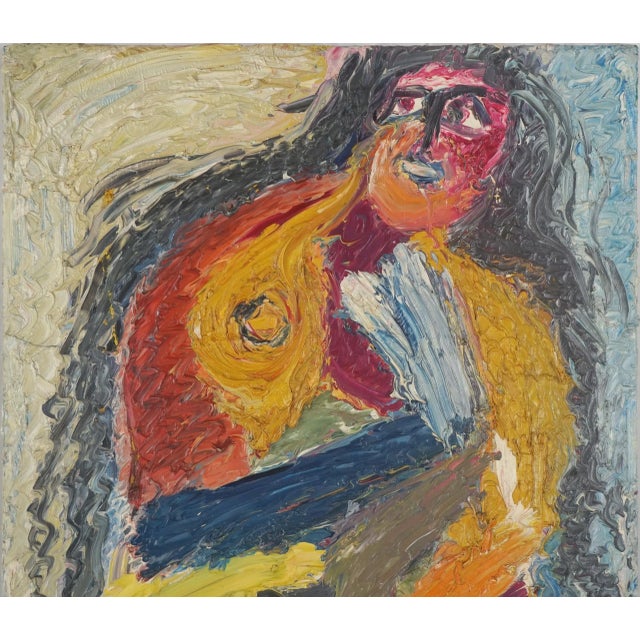 Original Heavy Impasto Abstract Expressionist Oil on Canvas "Apres Ski" Abstract expressionist figurative composition of a...